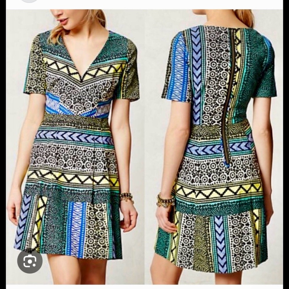 Plenty By Tracy Reece Geometric Tribal Print Dress OP Multicolor Boho Chic
